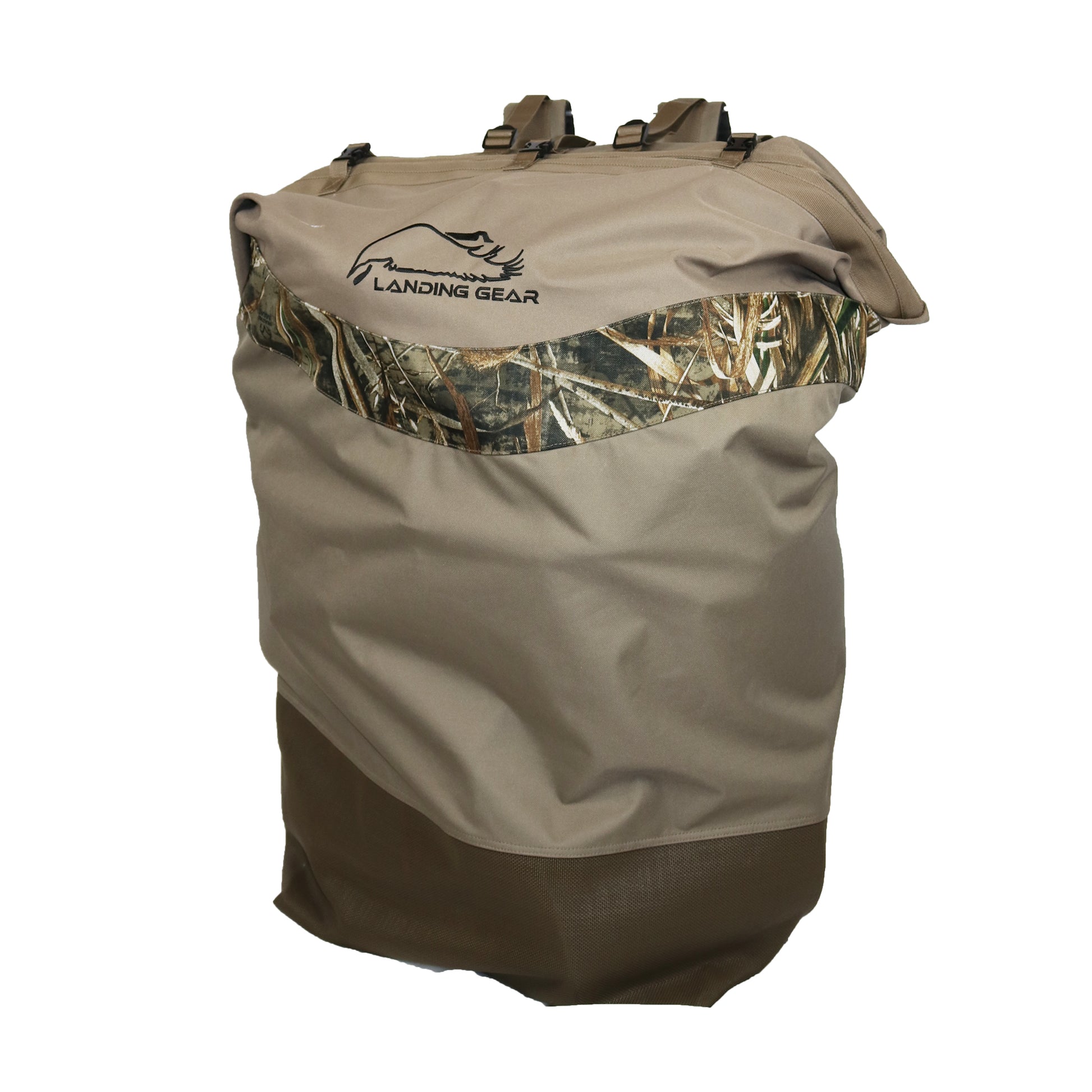 Landing Gear Quick Load Decoy Bag - Camo/Stone, Holds 2-3 Dozen Decoys, Padded Straps & Mesh Drainage